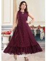 Deep Wine Designer Readymade Party Wear Gown Style Kurti