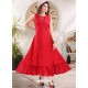 Red Designer Readymade Party Wear Gown Style Kurti