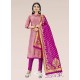 Pink Heavy Designer Banarasi Silk Straight Salwar Suit