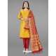 Yellow Heavy Designer Banarasi Silk Straight Salwar Suit