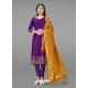 Purple Heavy Designer Banarasi Silk Straight Salwar Suit