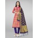 Hot Pink Heavy Designer Banarasi Silk Straight Salwar Suit