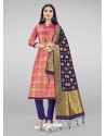 Hot Pink Heavy Designer Banarasi Silk Straight Salwar Suit