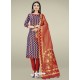 Royal Blue Heavy Designer Banarasi Silk Straight Salwar Suit