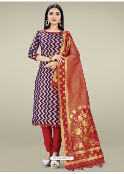 Royal Blue Heavy Designer Banarasi Silk Straight Salwar Suit
