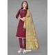 Maroon Heavy Designer Banarasi Silk Straight Salwar Suit