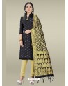 Black Heavy Designer Banarasi Silk Straight Salwar Suit
