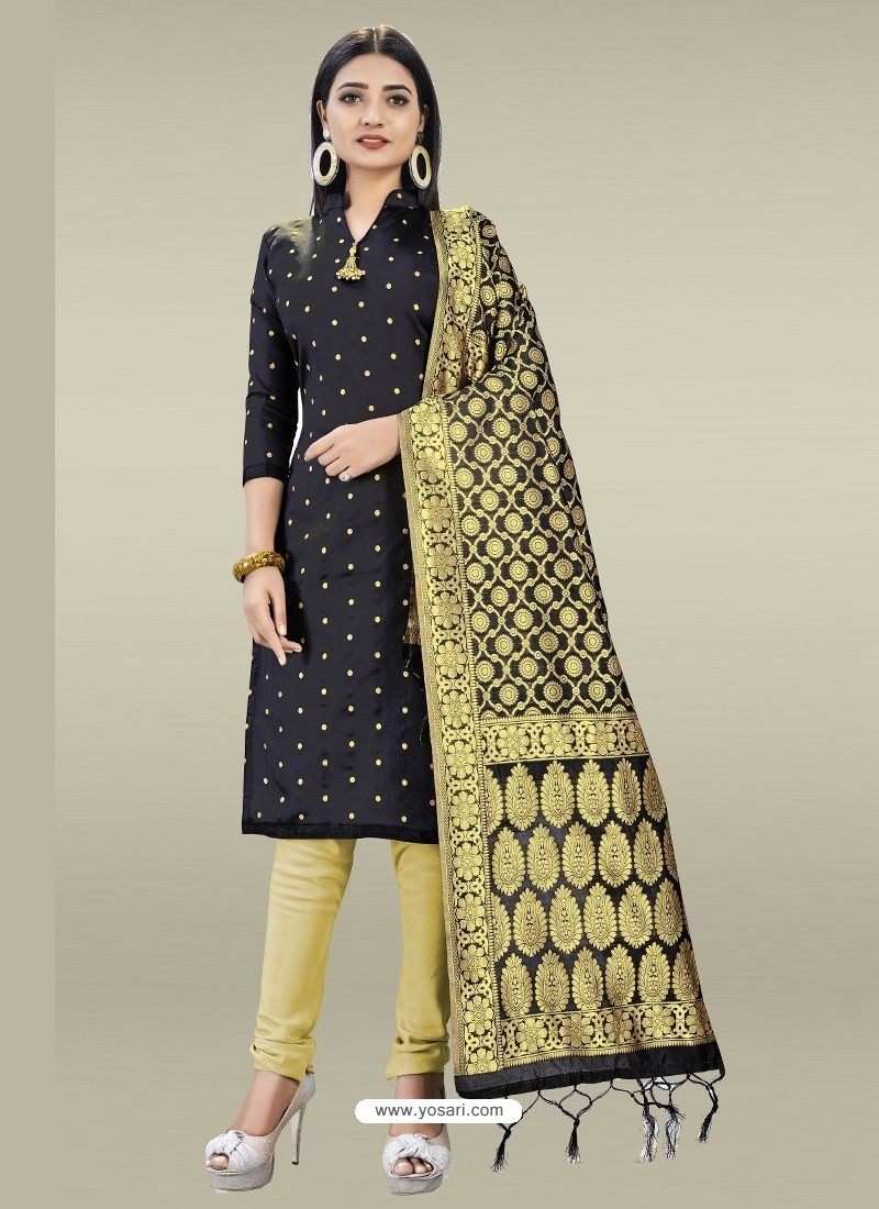 Party Wear Satin Embroidered Heavy Banarasi Silk Jacquard Dupatta Suit,  Yellow at Rs 1049 in Surat