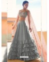 Aqua Grey Dazzling Designer Wedding Wear Lehenga Choli