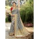 Grey Designer Classic Wear Silk Sari