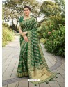 Dark Green Designer Classic Wear Silk Sari
