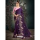 Purple Designer Party Wear Satin Sari
