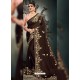 Coffee Designer Party Wear Satin Sari