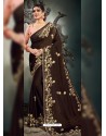 Coffee Designer Party Wear Satin Sari