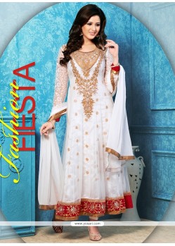 Beauteous White Net Anarkali Salwar Suit