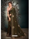 Mehendi Designer Party Wear Satin Sari