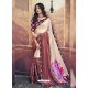 Light Beige Designer Party Wear Floral Chiffon Sari