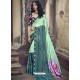 Sea Green Designer Party Wear Floral Chiffon Sari