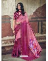 Pink Designer Party Wear Floral Chiffon Sari