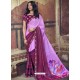 Mauve Designer Party Wear Floral Chiffon Sari