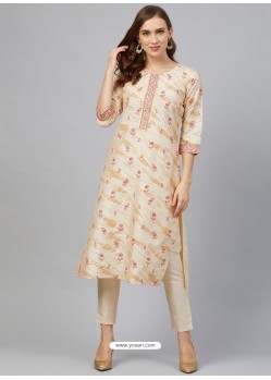 Light Beige Designer Readymade Party Wear Kurti With Palazzo