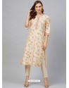 Light Beige Designer Readymade Party Wear Kurti With Palazzo