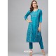 Blue Designer Readymade Party Wear Kurti With Palazzo