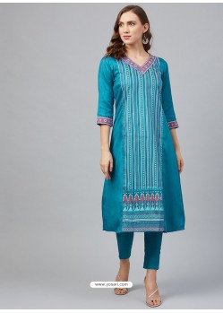 Blue Designer Readymade Party Wear Kurti With Palazzo