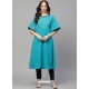 Turquoise Designer Readymade Party Wear Kurti With Palazzo