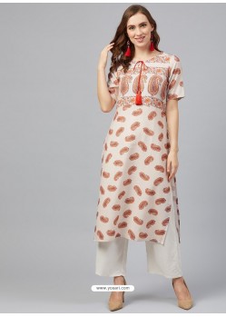 Off White Designer Readymade Party Wear Kurti With Palazzo