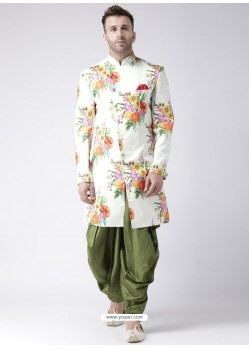 Off White Readymade Designer Indo Western Sherwani