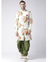 Off White Readymade Designer Indo Western Sherwani