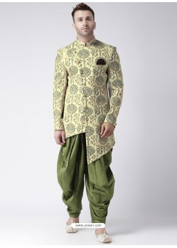 Cream Readymade Designer Indo Western Sherwani