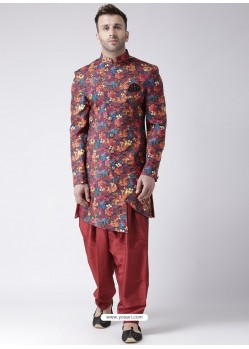 Multi Colour Readymade Designer Indo Western Sherwani