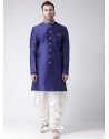 Dark Blue Readymade Designer Indo Western Sherwani