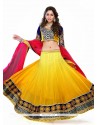 Attractive Georgette Yellow Patch Border Work A Line Lehenga Choli