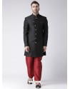 Black Readymade Designer Indo Western Sherwani