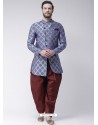 Blue Readymade Designer Indo Western Sherwani