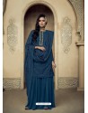 Teal Blue Readymade Designer Faux Georgette Party Wear Palazzo Salwar Suit