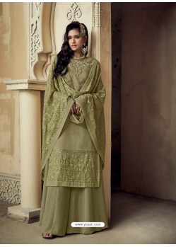 Olive Green Readymade Designer Faux Georgette Party Wear Palazzo Salwar Suit