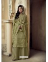 Olive Green Readymade Designer Faux Georgette Party Wear Palazzo Salwar Suit