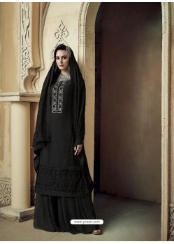 Black Readymade Designer Faux Georgette Party Wear Palazzo Salwar Suit