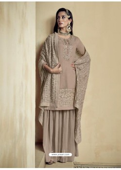 Light Brown Readymade Designer Faux Georgette Party Wear Palazzo Salwar Suit