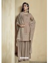 Light Brown Readymade Designer Faux Georgette Party Wear Palazzo Salwar Suit