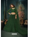 Dark Green Heavy Embroidered Designer Net Wedding Lehenga Choli