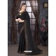 Black Designer Party Wear Pure Satin Sari