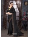 Black Designer Party Wear Pure Satin Sari