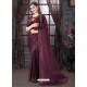 Deep Wine Designer Party Wear Pure Satin Sari