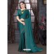 Teal Designer Party Wear Pure Satin Sari