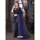 Navy Blue Designer Party Wear Pure Satin Sari